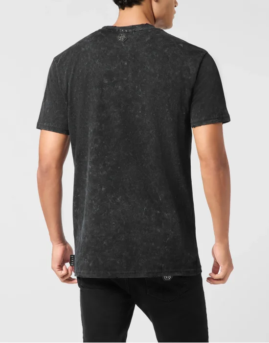 Washed Round Neck T-Shirt Skull America