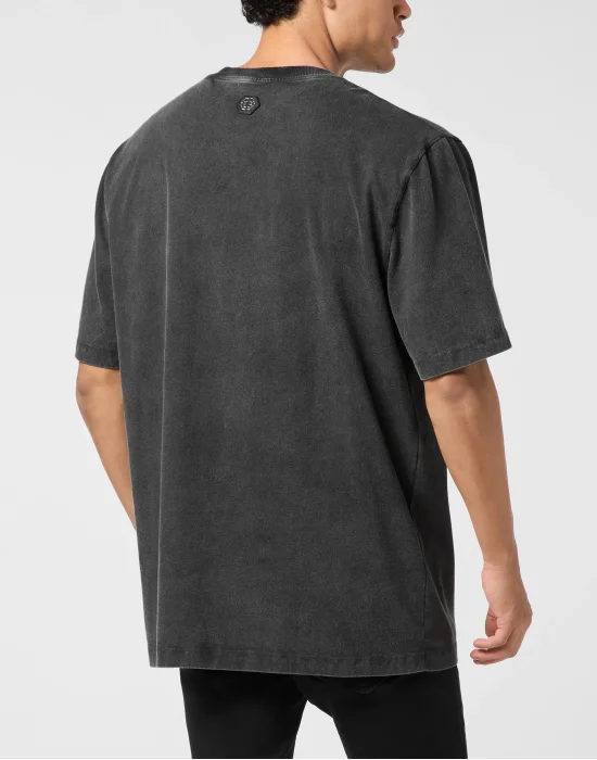 Washed Round Neck T-Shirt Baroque Skull
