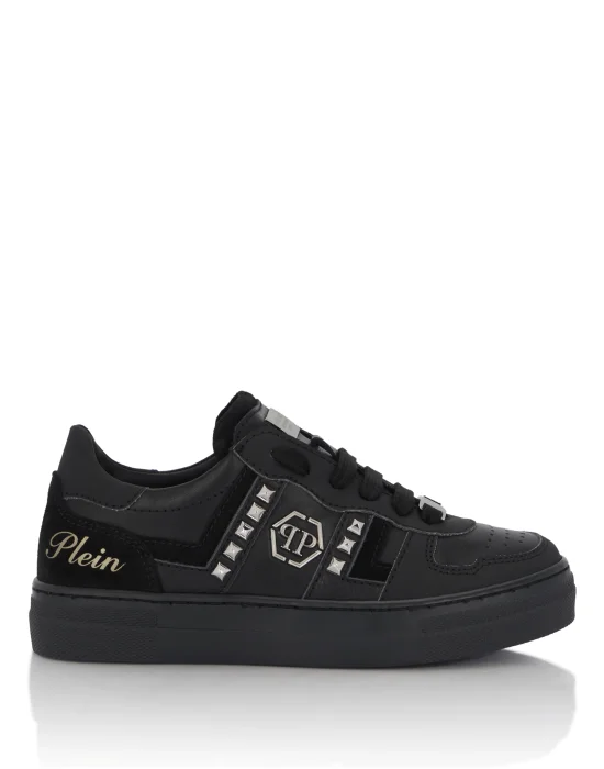 Mix Materials Low-Top Sneakers with Studs