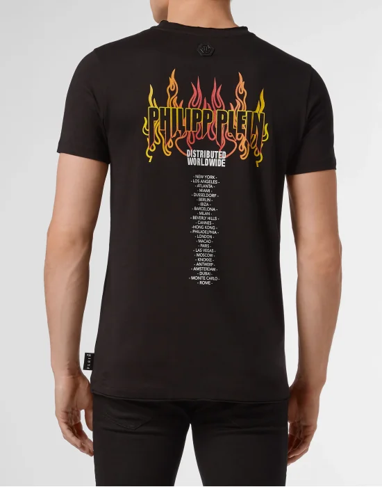 T-shirt Gold Cut Round Neck Flame