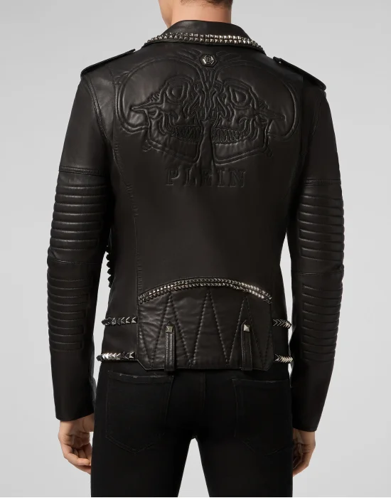 Leather Biker Mirror outline Skull