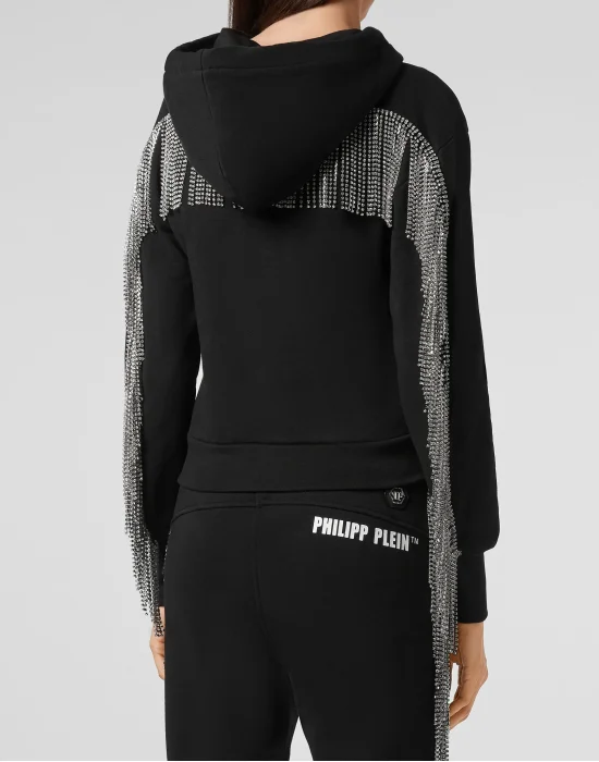 Hoodie Sweatjacket Silver Fringe