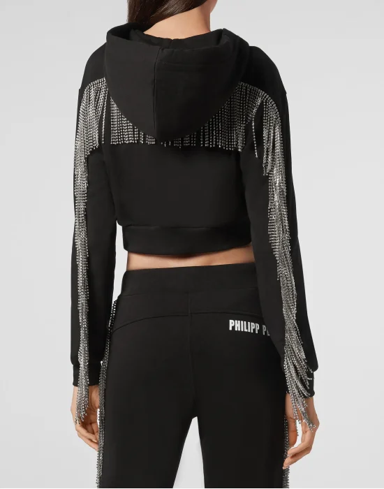 Hoodie Sweatjacket Silver Fringe