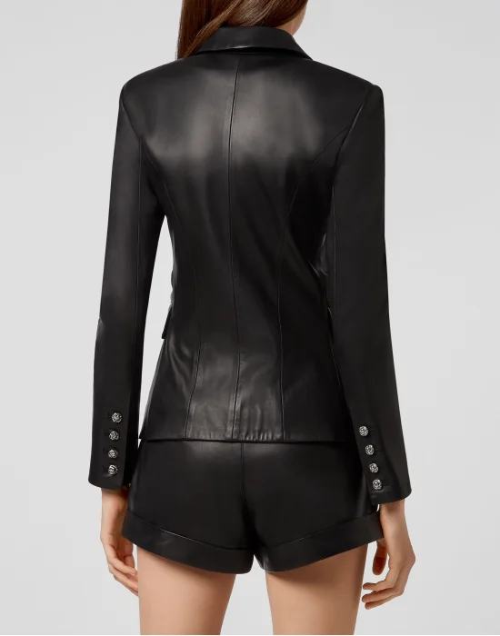 Leather Blazer Crystal