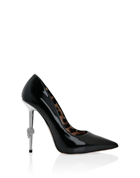 Skull Heel Patent Leather Pumps