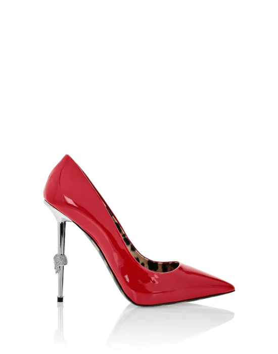 Skull Heel Patent Leather Pumps