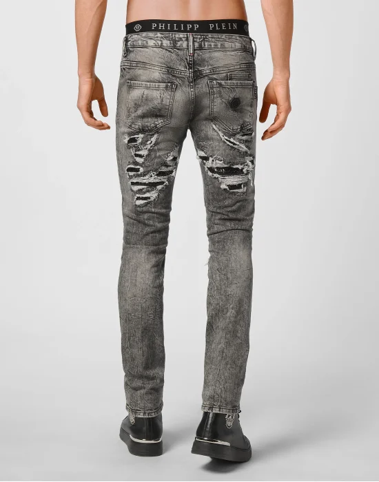 Denim Slim Fit with Metal mesh