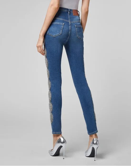Denim Super High Waist Jegging Crystal Cable