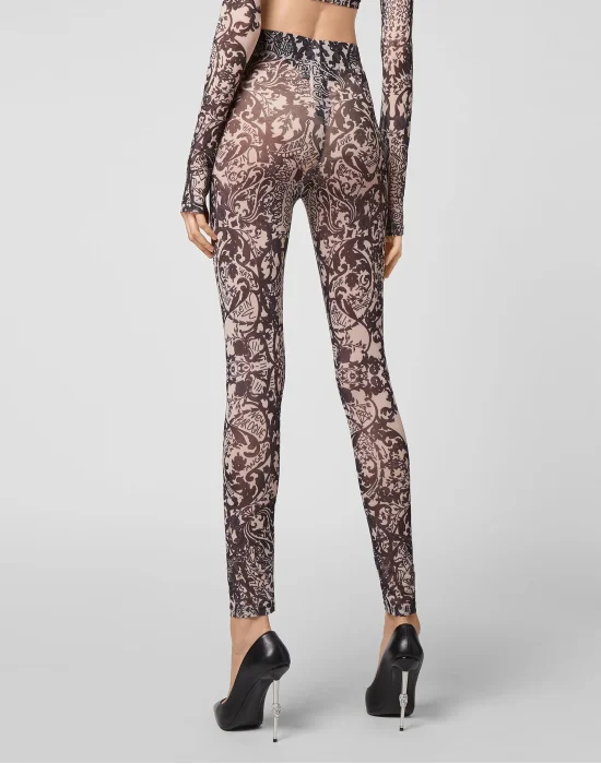 Leggings Stretch Printed Tulle New Baroque