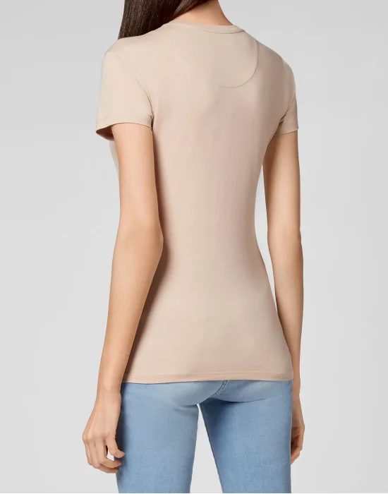 Satin T-shirt Round Neck SS Embroidery Signature