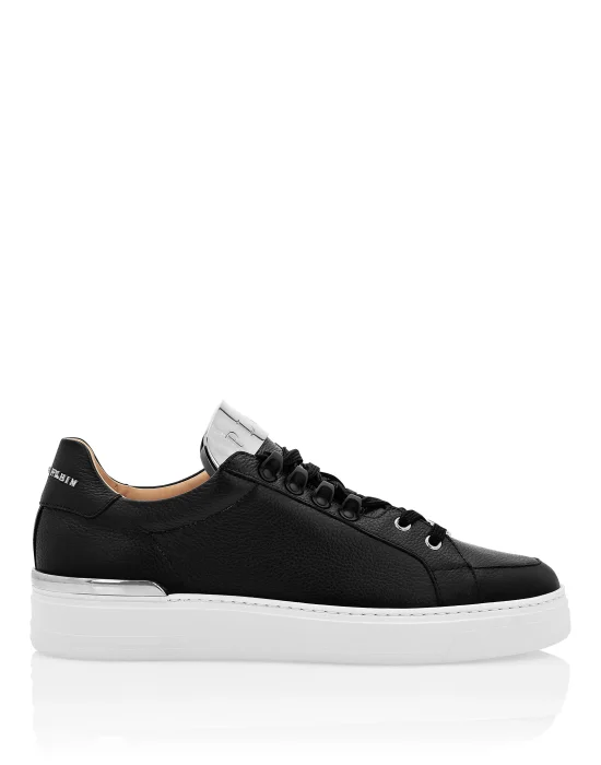 LO-TOP SNEAKERS SILVER $URFER LEATHER