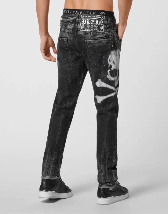 Denim Trousers Super Straight Cut Skull