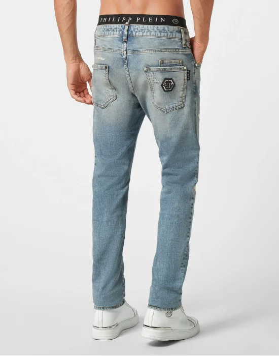 Denim Trousers Super Straight Cut Premium Hexagon