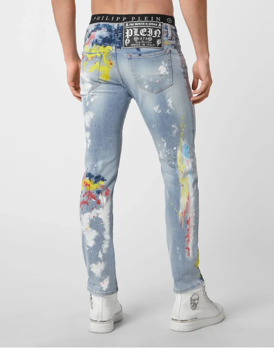Denim Trousers Super Straight Cut Painted