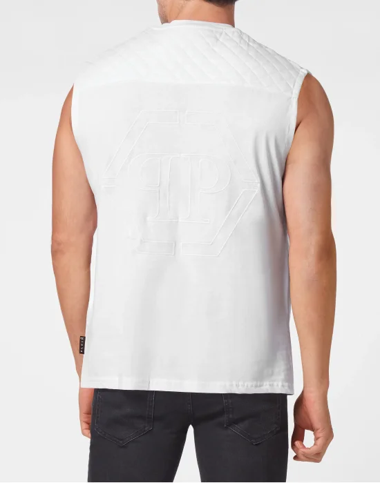 Sleeveless T-shirt Round Neck Hexagon