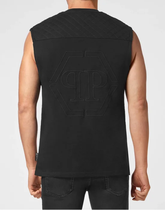 Sleeveless T-shirt Round Neck Hexagon