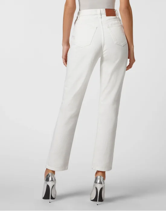 Denim Trousers Mom fit with Crystals