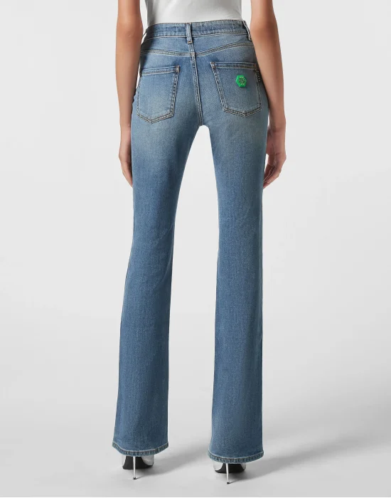 Denim High wasted flare Trousers