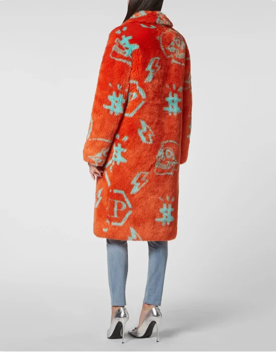 Eco fur Long Coat Monogram