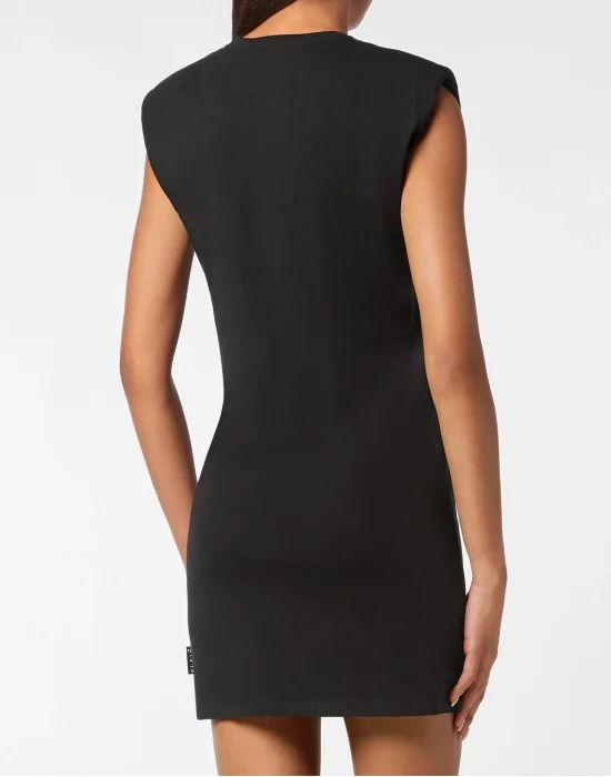 Sleeveless Short Dress with Crystals