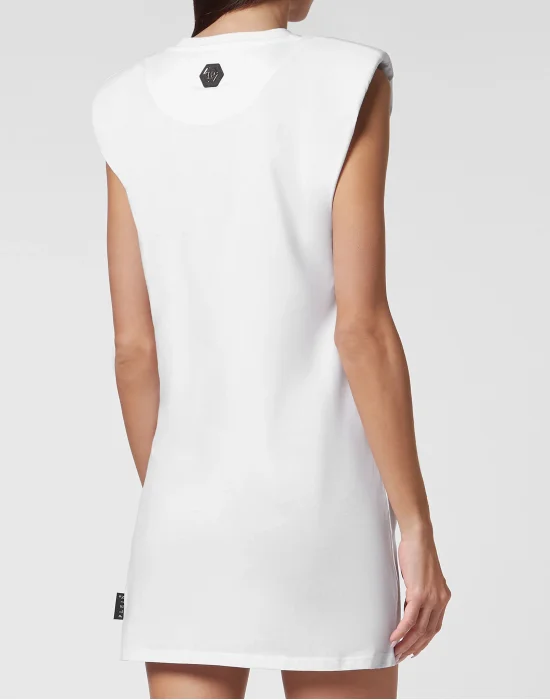 Sleeveless short dress Skull and Plein with Crystals