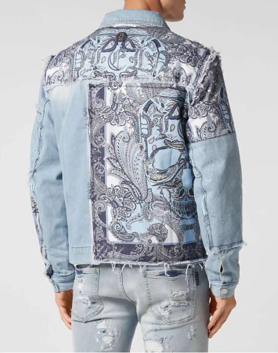 Denim Jacket Paisley Bandana Patchwork