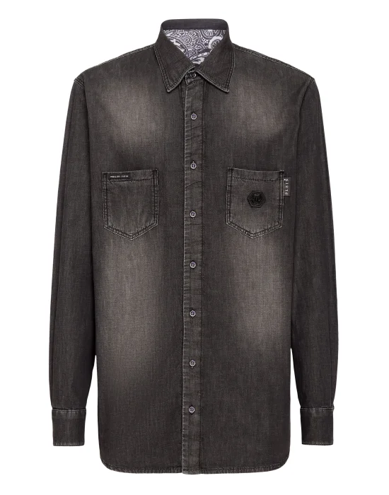 Denim Shirt LS Paisley Strass