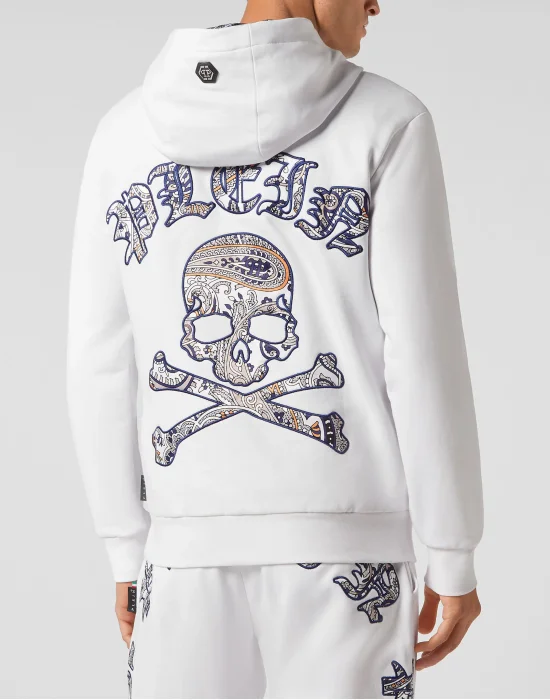 Satin Hoodie Sweatjacket Paisley Gothic Plein