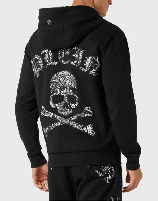Satin Hoodie Sweatjacket Paisley Gothic Plein