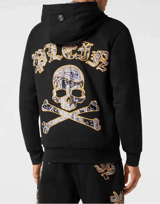 Satin Hoodie Sweatjacket Paisley Gothic Plein