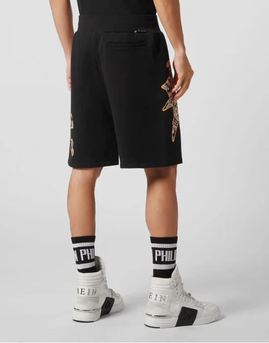 Satin Jogging Shorts Paisley Gothic Plein