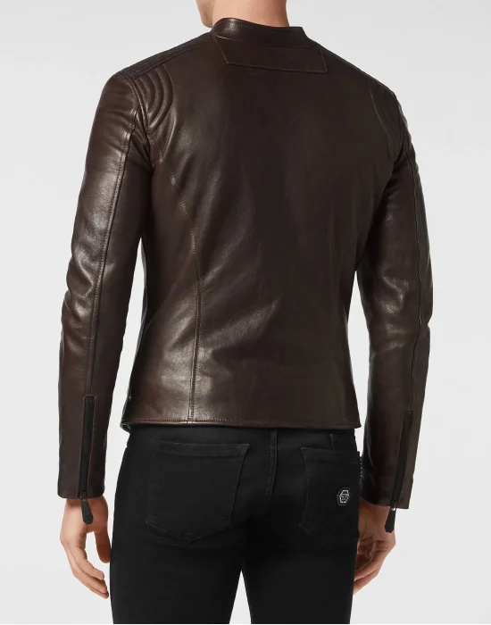 Padded Leather Biker Jacket
