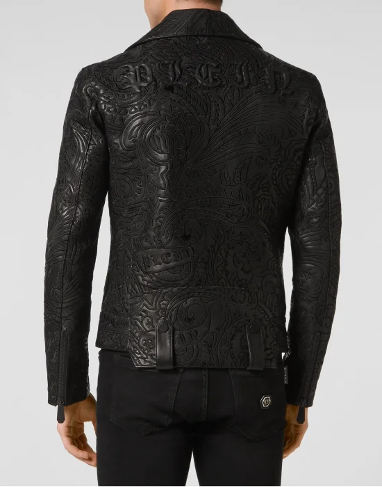 Leather Biker Jacket Paisley