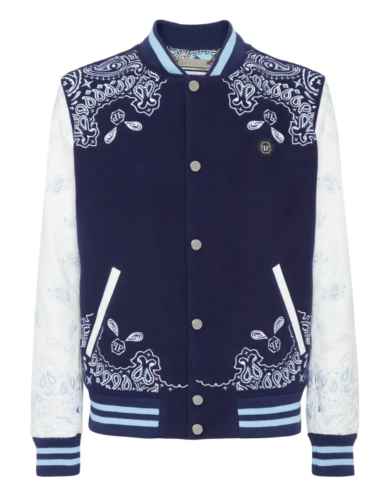 Wool and Leather Bomber Paisley Foulard
