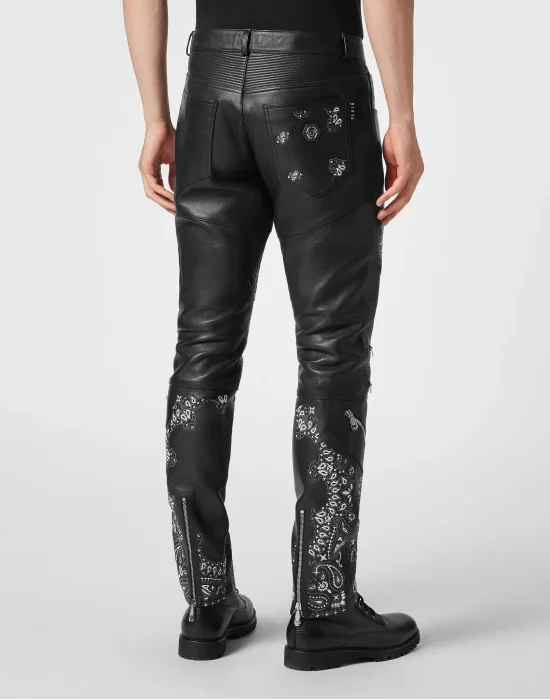 Leather Biker Trousers Paisley