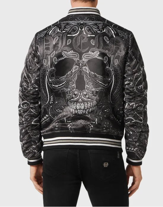 Silk Satin Bomber Paisley Foulard