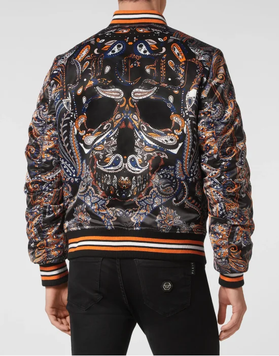 Silk Satin Bomber Paisley Foulard