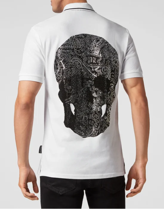 Slim Fit Polo shirt SS Paisley Strass