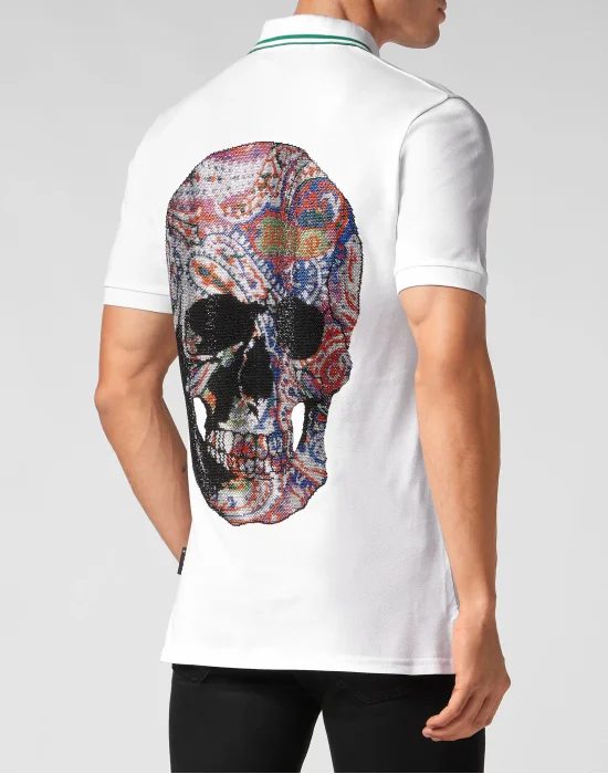 Slim Fit Polo shirt SS Paisley Strass