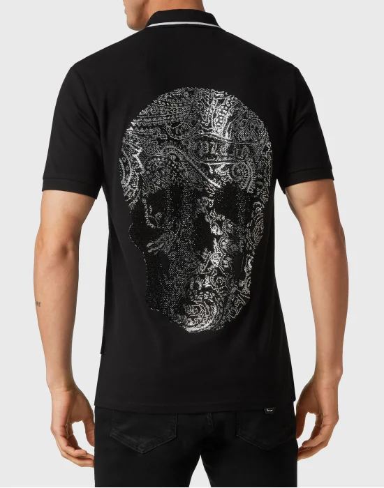 Slim Fit Polo shirt SS Paisley Strass