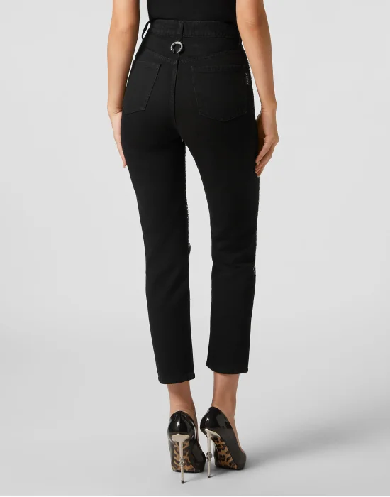 Denim Trousers Boyfriend Fit Crystal