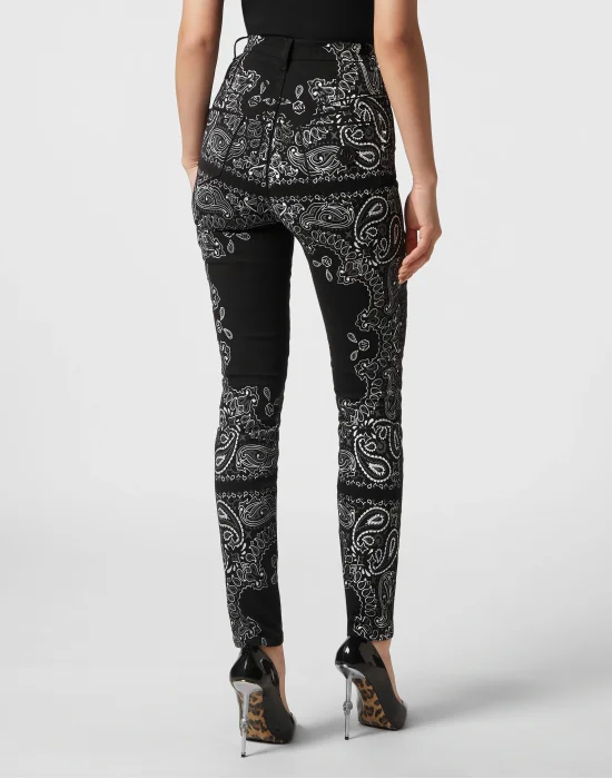 Denim Super High Waist Jegging Paisley Bandana