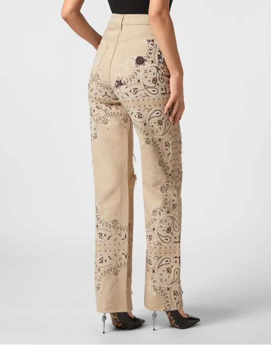 Denim Trousers Palace Fit Paisley Skull