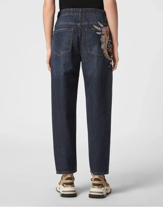 Denim Trousers Mom Fit Paisley