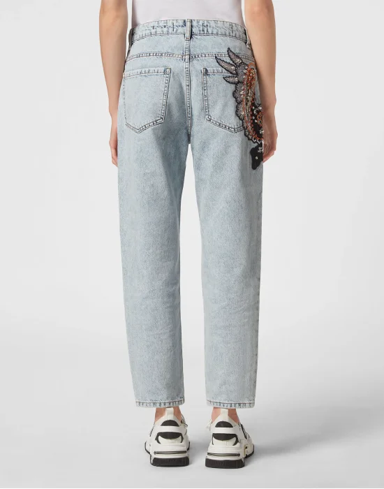 Denim Trousers Mom Fit Paisley