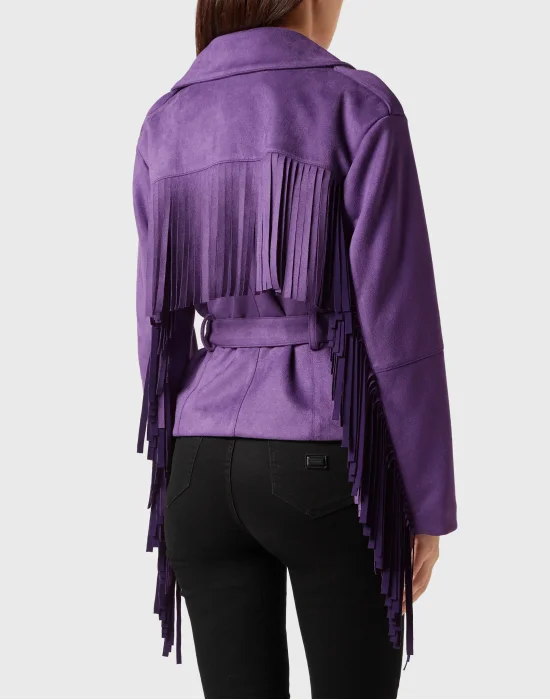 Eco Suede Oversize Biker Jacket Stars
