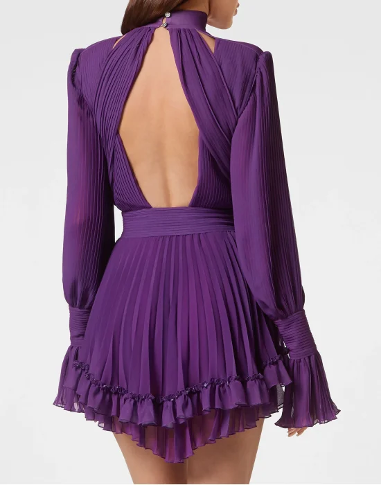 Chiffon Plisse Short Dress