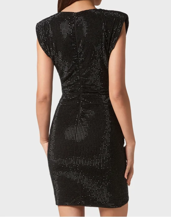 Shoulder Padded Mini Dress Crystal