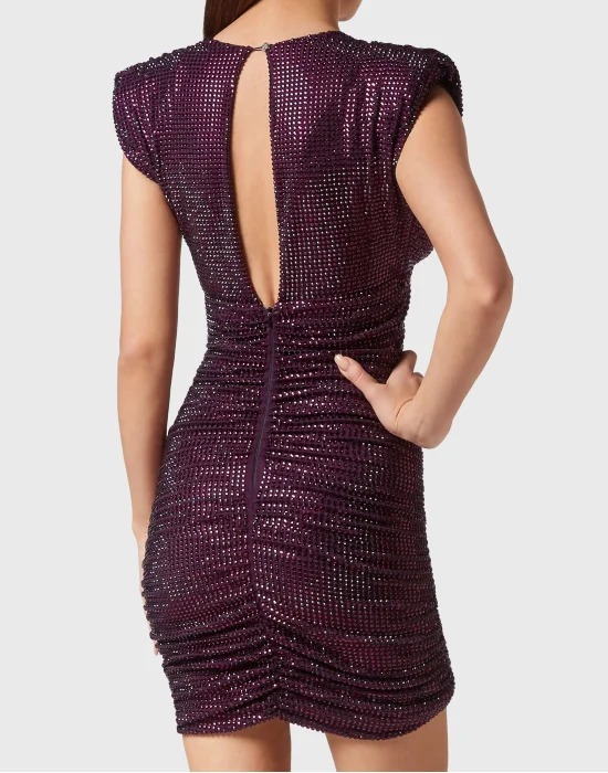 Shoulder Padded Mini Dress Stones