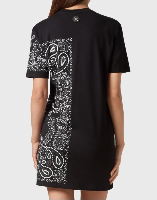 T-shirt Short Dresses Paisley Skull